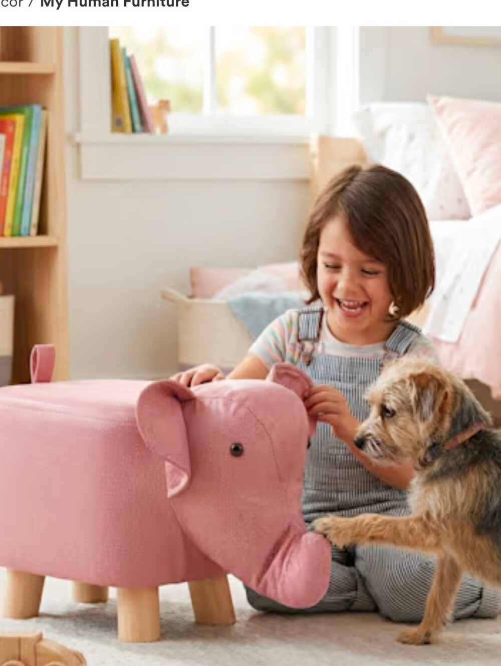 Petco Elephant Figural Wooden Base Foot Stool